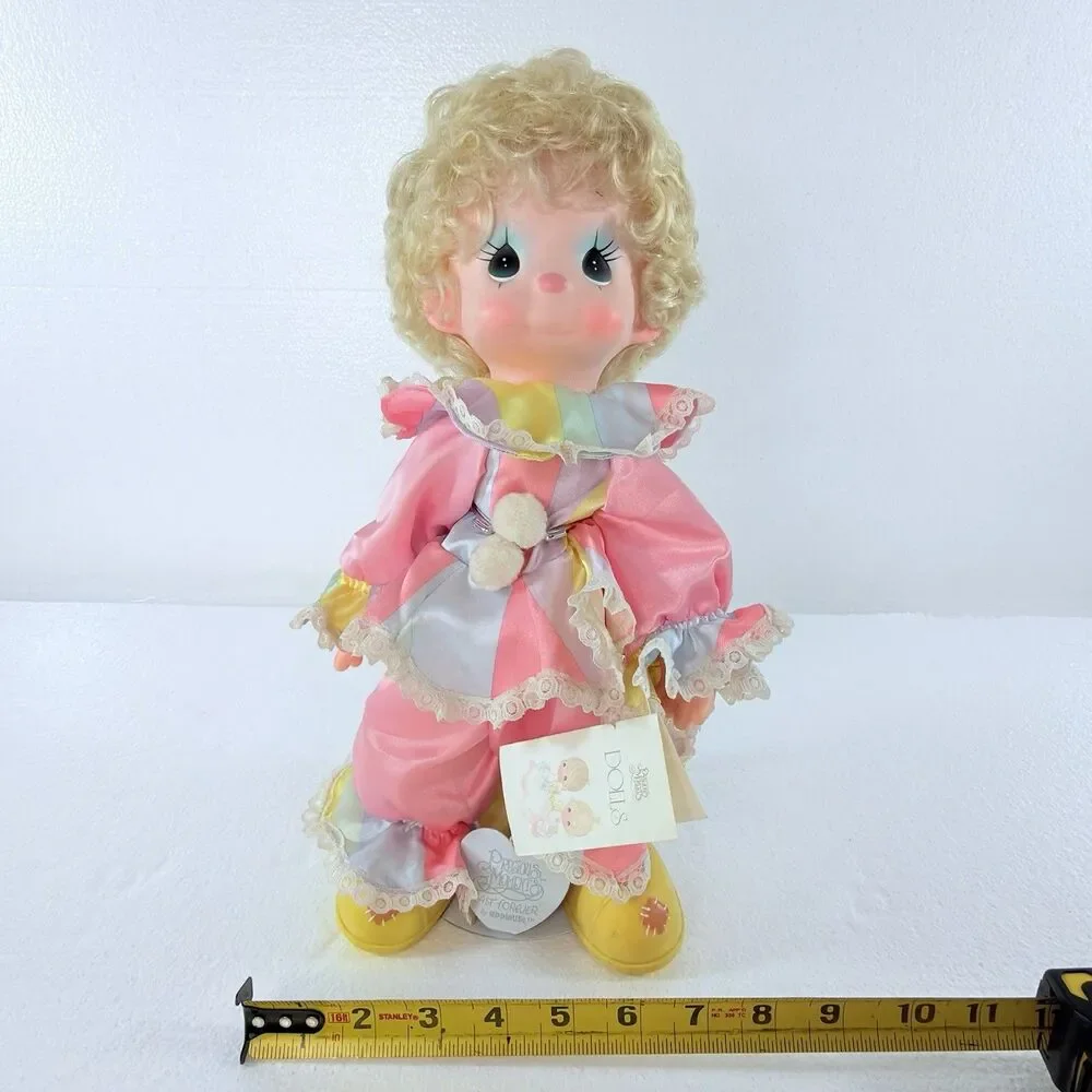 VTG Precious Moments Taffy The Clown Doll Pastel Ruffle 1980s Toy W/ Tag & Stand